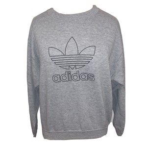 Vintage Adidas Sweatshirt Crewneck Gray Spell Out Made In USA UNISEX S/M/L
